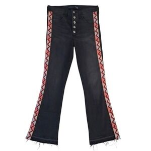 Veronica Beard Carolyn Baby Boot Jeans Women's 27 Black Aztec Flare Button Fly